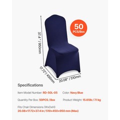 Uimoso 50PCS Navy Blue Spandex Chair Covers for Events and Parties