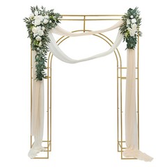 7.9ft Gold Wedding Arch Backdrop Stand, Square Arch Double Metal Balloon Arch