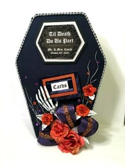 Halloween Wedding card box,coffin,orange,gothic,fabric,custom,personalized,navy