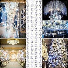 99Ft Acrylic Crystal Garland Strands – Hanging Chandelier Gem Bead Chain – 14Mm