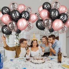 Black Rose Gold Happy 40th Birthday Balloons, 15 Pieces 40th Birthday Decorat…