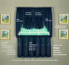 Today’s Curtain Emelia Original Voile Swag Pair 38″, Navy, 60″ W x 38″ L