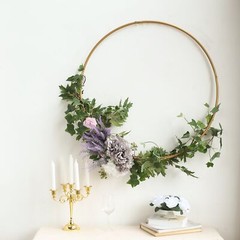 GOLD 36″ wide Round Metal Floral Hoop Wreath Ring Wedding Party Home Decorations