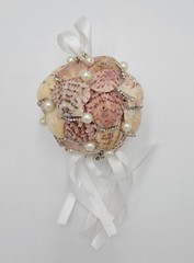 Handmade Seashell Bouquet/Ornament Beach Wedding Christmas Ornament 4″ Orb