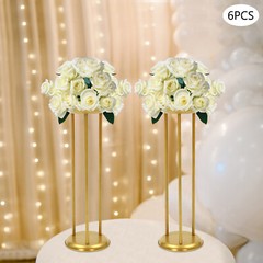 6 Pcs Columnar Gold Decorative Flower Stands Display Stand For Weddings 20*60cm