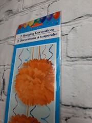 Pack Of 2 Orange 12″ Party Birthday Venue Decoration Tissue Pom Poms Hangings