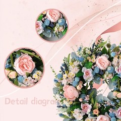 Pink Peony Front Door Wreath 24-inch Spring Flower Blue Wreath Indoor Outdoor…