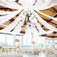 6 Panels Ceiling Drapes for Wedding 60″W x 360″L (Pack of 6), White