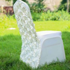 Ivory Satin Rosette SPANDEX Stretchable Banquet CHAIR COVER Wedding