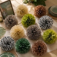 Jungle Safari Tissue Paper Pom Poms Wild Animal Leopard Zebra Print Cheetah P…
