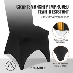 50Pcs Black Polyester&Spandex Stretch Chair Covers for Dining&Wedding