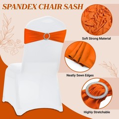 Pack of 10 Spandex Chair Sashes with Slider Buckle for Wedding & Event Decor,…