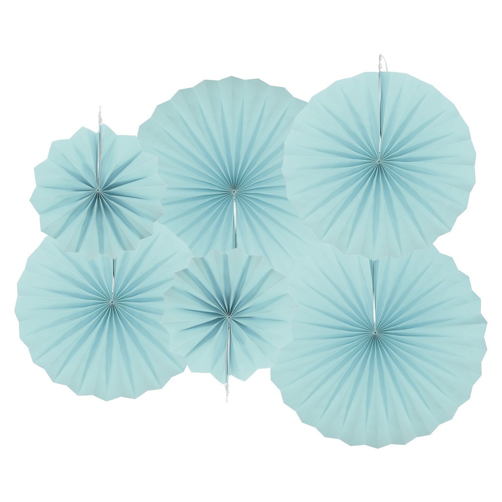 Hanging Paper Fans Party Set 6Pcs Decoration for Home Birthday Wedding(Blue)