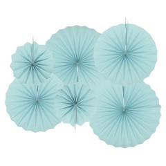 Hanging Paper Fans Party Set 6Pcs Decoration for Home Birthday Wedding(Blue)