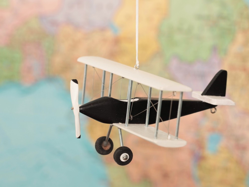 Hanging Airplane, Black White, Nursery Decor, Decorative wooden airplane