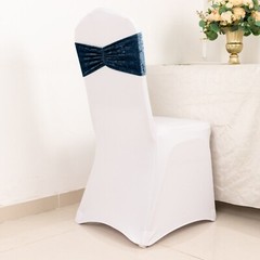 NAVY BLUE 5 Velvet Ruffled STRETCHABLE CHAIR SASHES Wedding Party Decorations