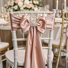 Pack of Wedding Satin Chair Sashes Bows 7x108inch Ribbon Fabric Bands 50 Gold