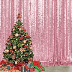 2×8FT-2PCS Sequin Backdrop Curtains Panels, Photography 2X8FT-2PCS Light Pink