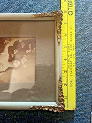 PAIR Antique Old Victorian Photo Frame +Vtg Bride Groom WEDDING Cake TOPPER Gift