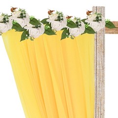 Wedding Arch Drape Fabric, 9.8ft x 4.9ft Yellow Chiffon Fabric Panels Pack of 2