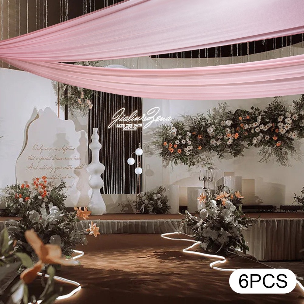 Pink Color Ceiling Drape Backdrop for Wedding Ceremony Stage Party Decoration