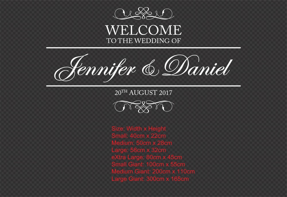 Vintage Custom Wedding Welcome Sign Sticker Decal Party Wall Mirror Removable