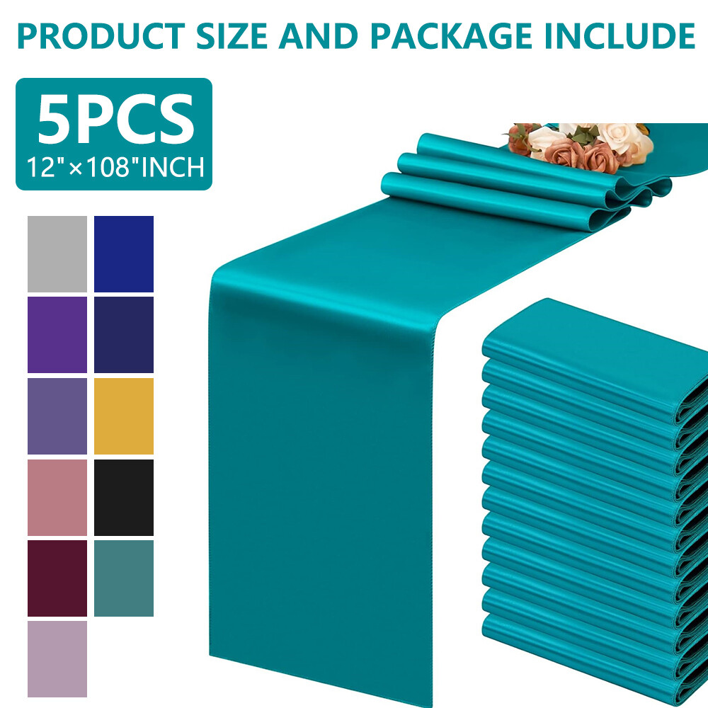 5 Pcs Satin Table Runner Wedding Banquet Decoration Tablecloth Party (12″X108″)
