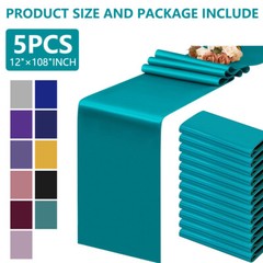 5 Pcs Satin Table Runner Wedding Banquet Decoration Tablecloth Party (12″X108″)