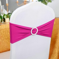 50pcs Fuchsia Spandex Chair Sashes with Buckle Slider for Wedding, Party Deco…