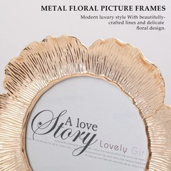 SWTHONY Round Floral Rose Gold Picture Frame, 4×4 Circular Flower Shaped Phot…