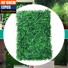 12pcs 24×16″ Artificial Boxwood Mat Wall Hedge Decor Privacy Fence Panel Grass