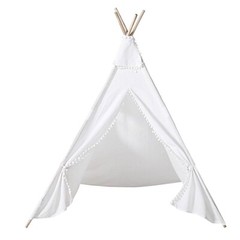WHITE Kids Teepee PLAY TENT with Window Indoor Outdoor Playhouse Playroom Home