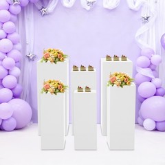 6Pc White Metal Display Pedestal Stands,Cuboid Freestanding Retail Display Riser