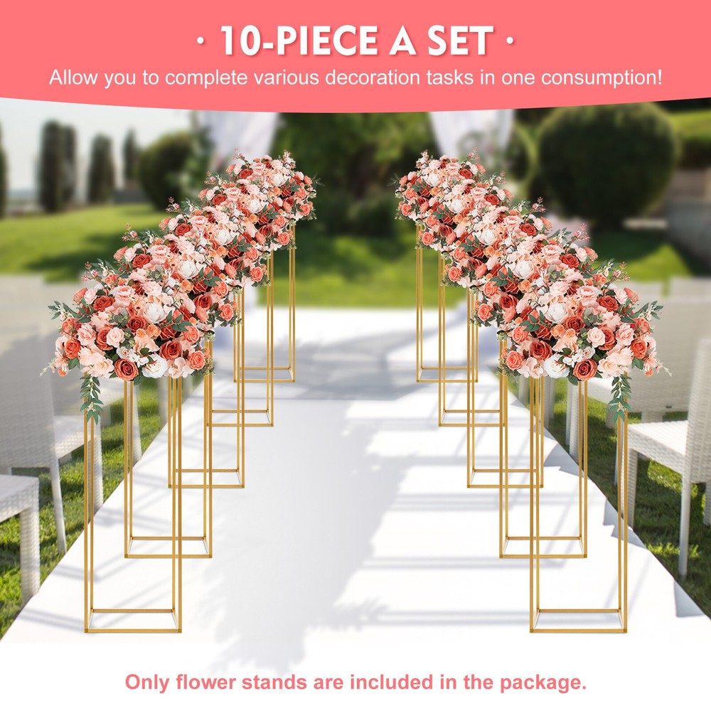 10PC 31.5 in Tall Gold Metal Flower Stand for Wedding Table Centerpieces GOOD