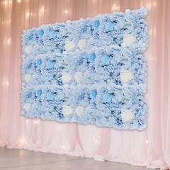12PCS Artificial Flower Wall Panels White+Blue Dreamlike Flower Wall Backdrop