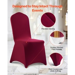 Uimoso 50PCS Burgundy Stretch Spandex Chair Covers for Events and Parties