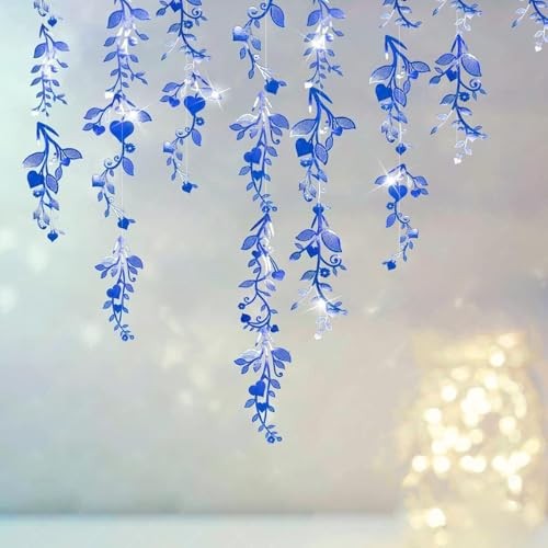 Royal Blue Leaf Vine Garlands Artificial Flower Vine Hanging Leaves Blue Vines