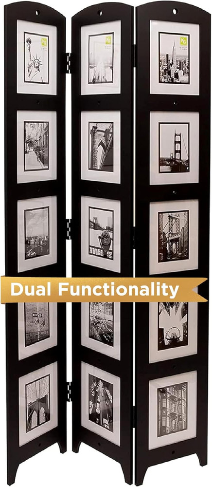 3-Panel Photo Collage Room Divider & Privacy Screen for Home & Office Decor