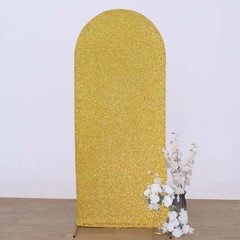 5 ft GOLD Metallic Fitted Spandex Round Top Arch STAND COVER Party Events