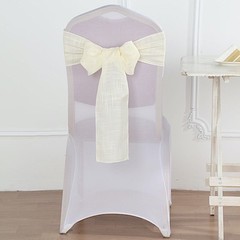 5 IVORY CHAIR SASHES Premium Polyester Faux Burlap Wedding Decorations