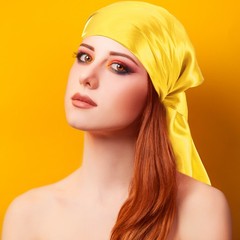 2Pcs 35 Inch Square Satin Head Scarf Silk Feeling Hair Scarf, Bright Yellow