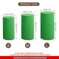 3 Set Cylinder Spandex Stand Covers Green Elastic Fabric-Small