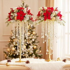 Elegant Gold Crystal Beaded Flower Vases for Weddings & Events Decor
