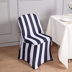 Black White Striped Fitted Premium Spandex Folding Chair Cover Party Decorations