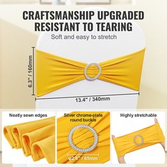 VEVOR 100PCS Gold Stretch Spandex Chair Sashes Elastic Band Wedding Party Dining