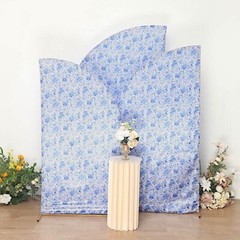 3 Satin Chiara Wedding Arch Backdrop with Floral Print STAND COVERS Set Party
