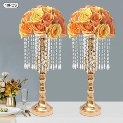 6/10 Pcs 19.3 Inch Crystal Flower Stand Iron Centerpiece For Wedding Reception