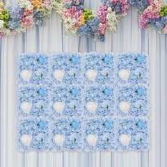 12PCS Artificial Flower Wall Panels White+Blue Dreamlike Flower Wall Backdrop