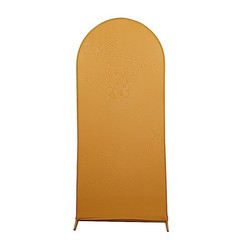 5 ft GOLD Matte Fitted Spandex Round Top Arch Backdrop STAND COVER Party