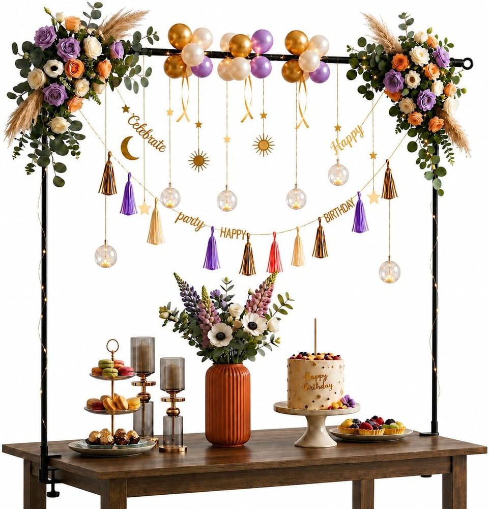 Adjustable Metal Table Arch Stand for Balloons & Flowers – Complete Party Table